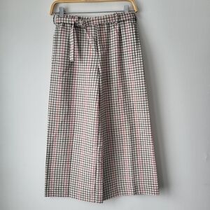 Maje Houndstooth Patterned Wide Leg Cropped Wool Blend Pants